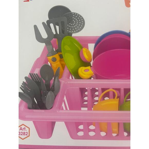 NEW Play Dishes For Kids Kitchen Set With Strainer 33 PCs Fun And Colorful 3+ - Picture 3 of 4